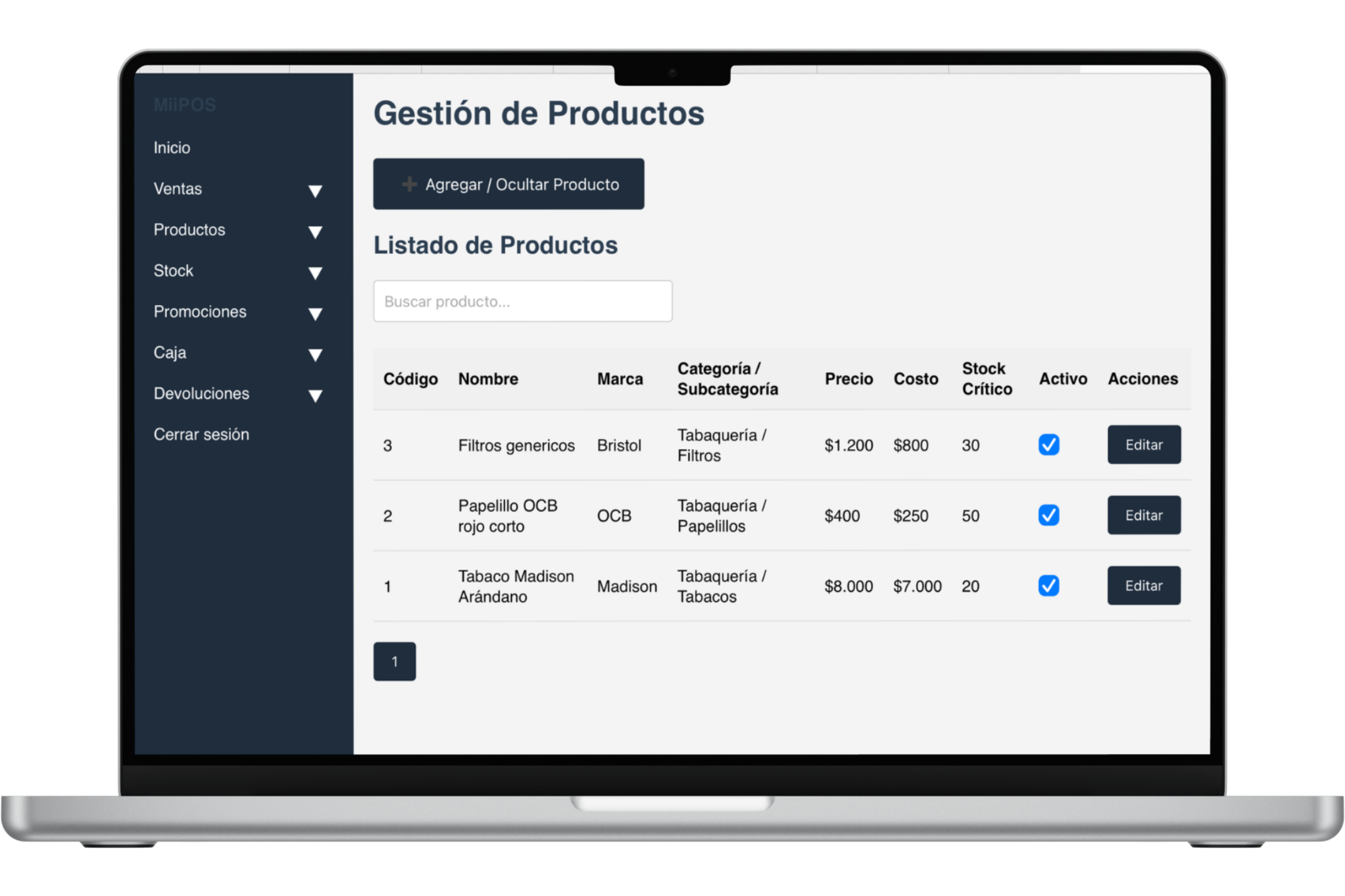 Gestión de postulaciones y tiendas